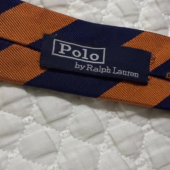 Polo by Ralph Lauren Blue and Orange Crest Tie - Picture 4 of 6